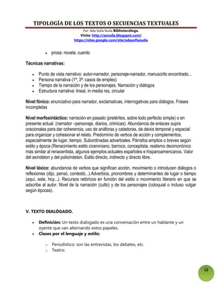 Tipología de los textos o secuencias textuales | PDF