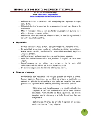 Tipología de los textos o secuencias textuales | PDF