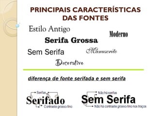 PRINCIPAIS CARACTERÍSTICAS
DAS FONTES