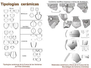 Materiales cerámicos y líticos de la Cueva de los
Murciélagos de Zuheros (Córdoba)
Tipologías cerámicas de la Cueva de las...
