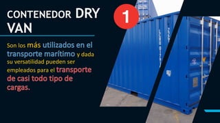 CONTENEDOR DRY
VAN
Son los más
y dada
su versatilidad pueden ser
empleados para el