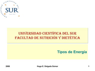 2006 Hugo E. Delgado Súmar 1
Tipos de Energía
 