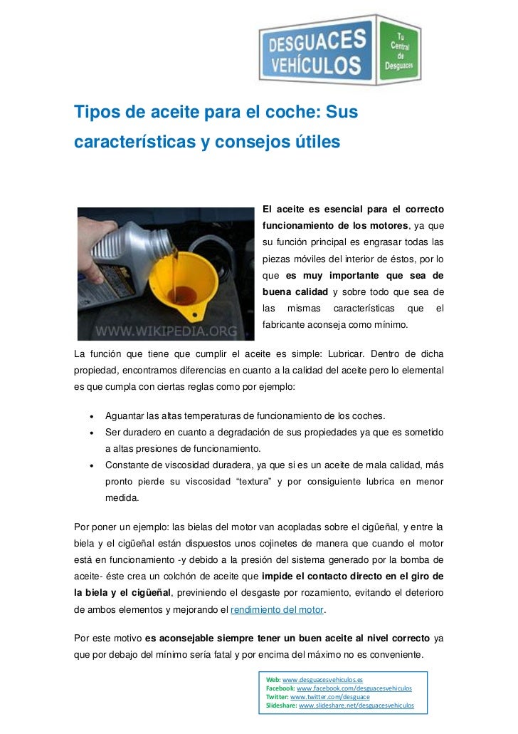 Tipos de aceites y sus características