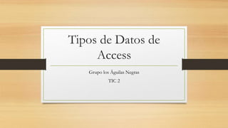Tipos de Datos de
Access
Grupo los Águilas Negras
TIC 2
 