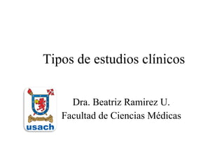 Tipos de estudios clínicos Dra. Beatriz Ramirez U. Facultad de Ciencias Médicas 