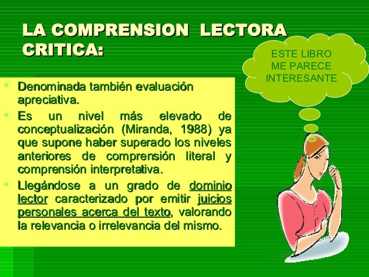Tipos de la Comprensión Lectora