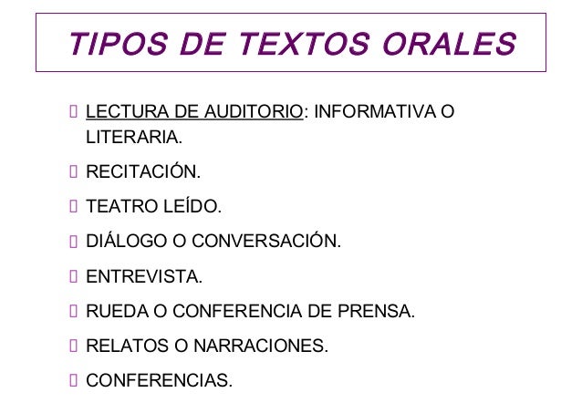 Tipos detextosorales
