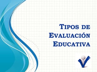 TIPOS DE
EVALUACIÓN
EDUCATIVA
 