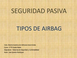 SEGURIDAD PASIVA 
TIPOS DE AIRBAG 
 