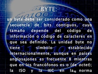 Octet Bit/byte Tipos De Almacenamiento Y Capacidades | PPT