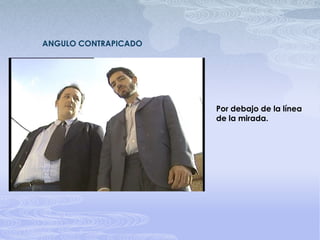 ANGULO CONTRAPICADOPor debajo de la línea de la mirada.
