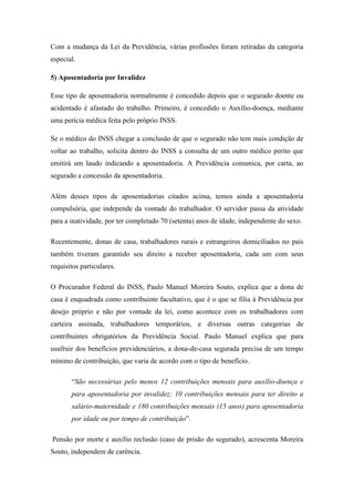 Tipos de aposentadorias