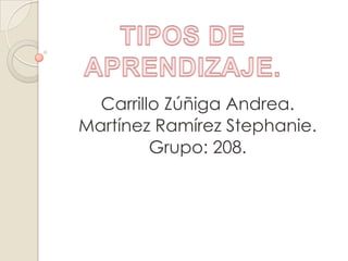 Carrillo Zúñiga Andrea.
Martínez Ramírez Stephanie.
Grupo: 208.
 