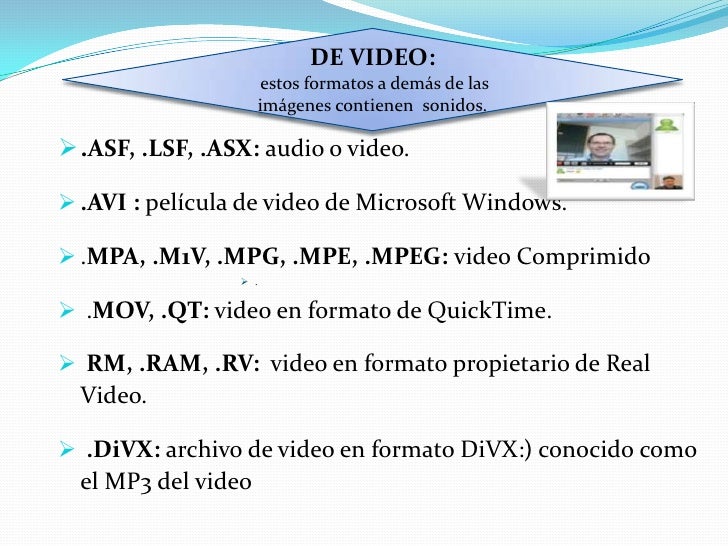 Resultado de imagen para tipos de archivo de video