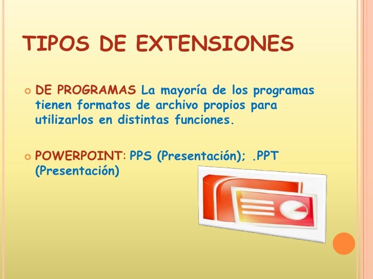 Tipos de archivos y extensiones flavia