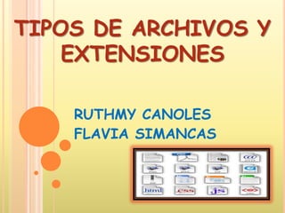 TIPOS DE ARCHIVOS Y EXTENSIONES RUTHMY CANOLES  FLAVIA SIMANCAS 