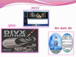 .MOV.DiVX: .RM, .RAM, .RV: 