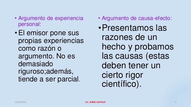 Tipos de argumentos