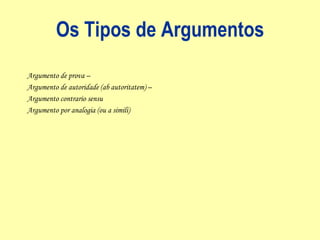 Tipos De Argumentos   LucréCio Sá