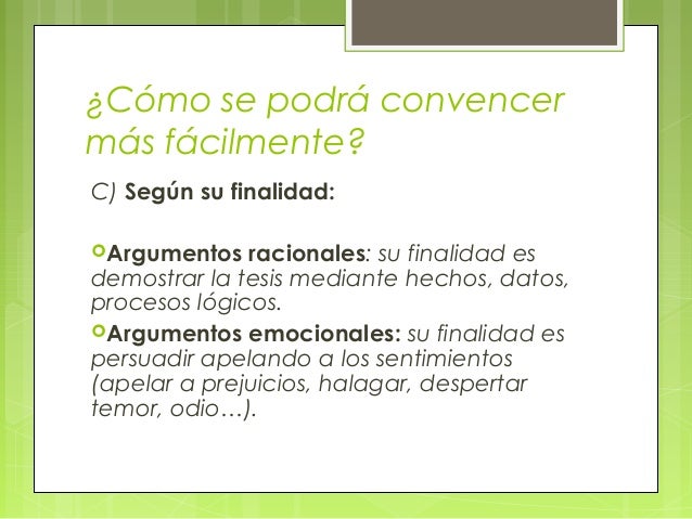 Tipos de argumentos (iniciación, para Secundaria obligatoria).