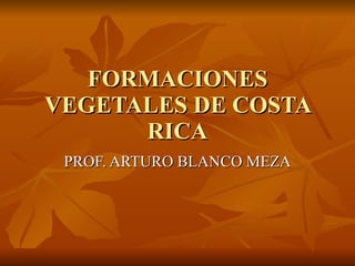 FORMACIONES VEGETALES DE COSTA RICA PROF. ARTURO BLANCO MEZA 