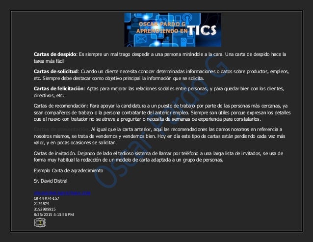 Tipos de carta, portada, memorando, y ejemplos Tipos de carta, portada, memorando, y ejemplos