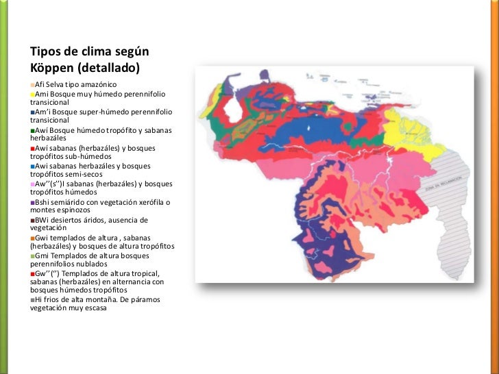 Resultado de imagen para cuadro de climas de venezuela de koppen