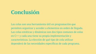 Tipos de Colas en Programación en C++ - Presentación | PPTX