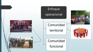 Enfoque
operacional
Comunidad
territorial
Comunidad
funcional
 
