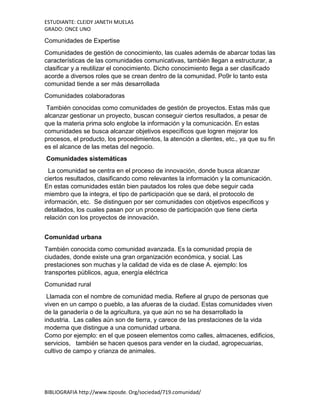 Tipos de comunidades | PDF