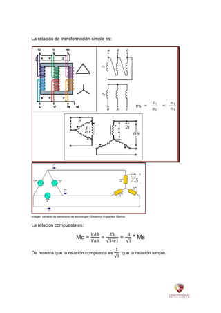 La relación de transformación simple es:
imagen tomada de seminario de tecnologia- Severino Arguelles Garcia
La relacion compuesta es:
Mc = = = * Ms
De manera que la relación compuesta es que la relación simple.
 