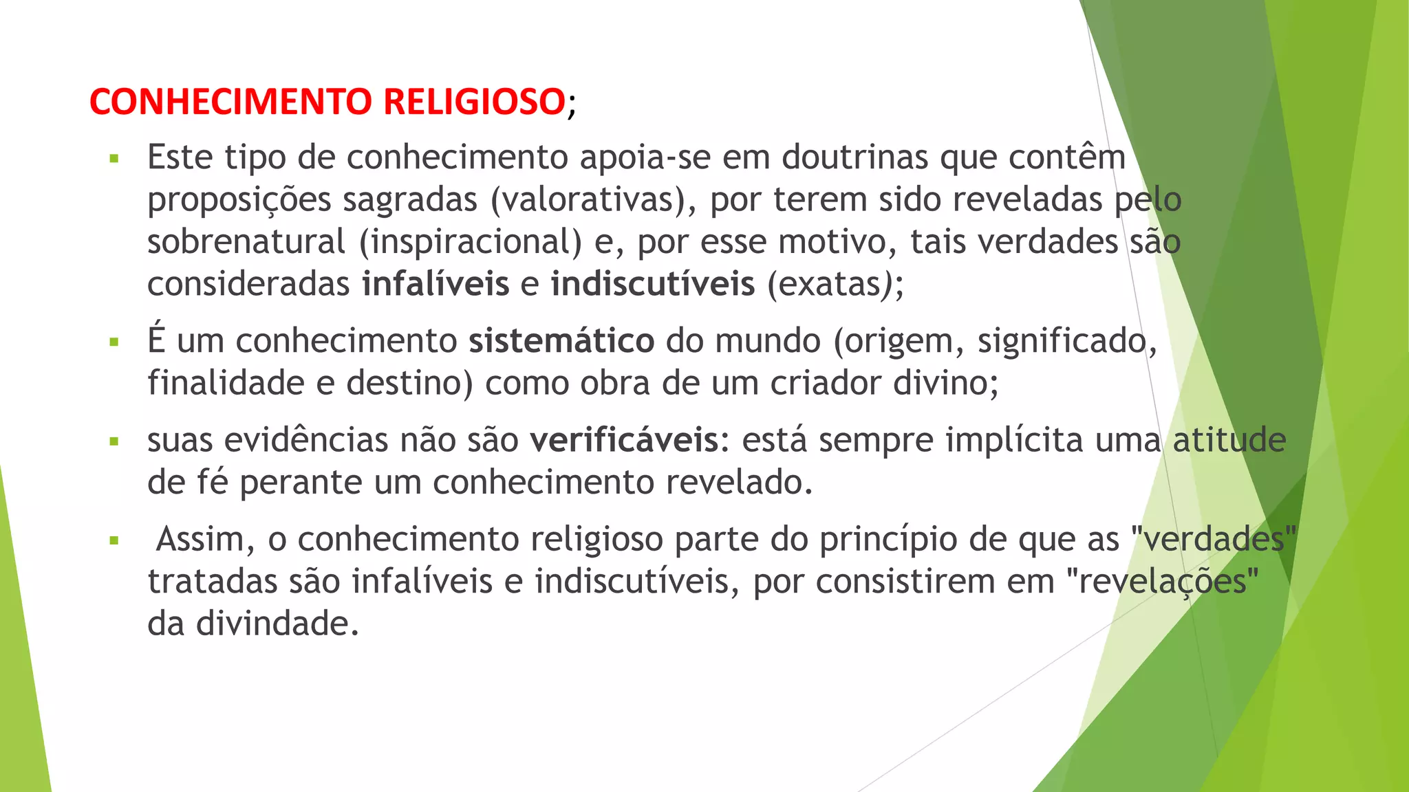 Tipos de conhecimentos aula | PPTX
