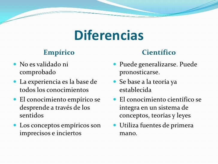 DIFERENCIA ENTRE CONOCIMIENTO EMPIRICO Y CIENTIFICO