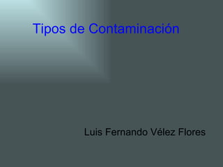 Tipos de Contaminación  Luis Fernando Vélez Flores 