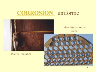 CORROSION uniforme

                  Intercambiador de
                         calor




Puerta metalica



            ...