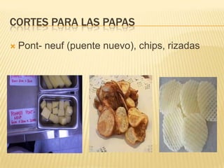 Cortes para las papasPont- neuf (puente nuevo), chips, rizadas 