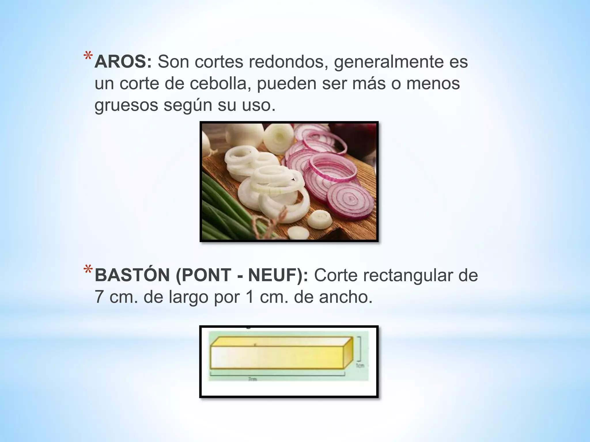 CORTES BÁSICOS DE VEGETALES | PPTX
