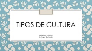TIPOS DE CULTURA
Michelle Jiménez
Colegio Culiacán

 