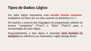 Fundamentos de Programação: Tipos de Dados e Manipulação em Python | PDF