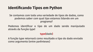 Fundamentos de Programação: Tipos de Dados e Manipulação em Python | PDF