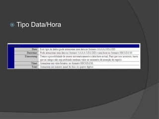  Tipo Data/Hora
 