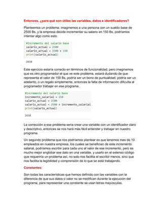 variables, constantes y tipos de datos en python | PDF
