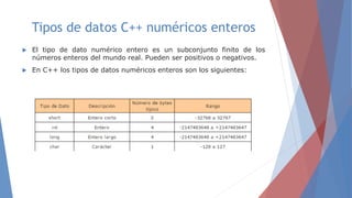 TIPOS DE DATOS PARA C++ | PPTX