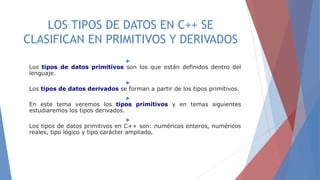 TIPOS DE DATOS PARA C++