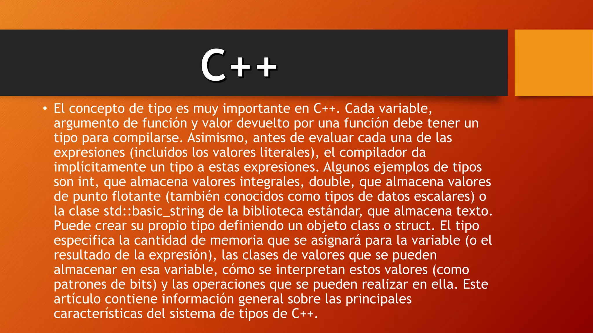 Tipos de datos para C++ | PPTX