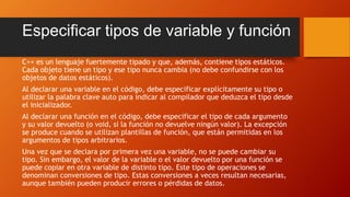 Tipos de datos para C++ | PPTX