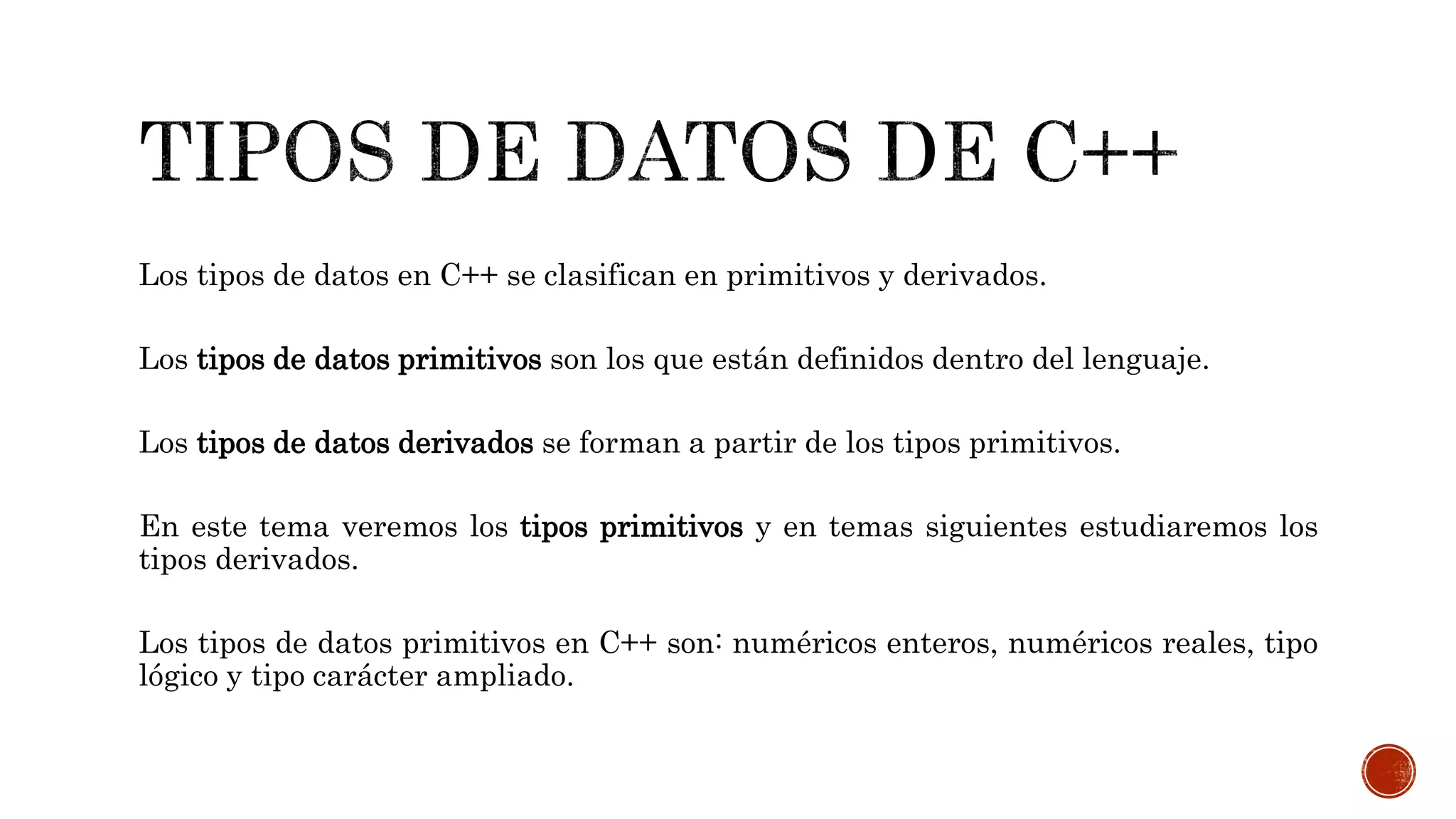TIPOS DE DATOS PARA C++ | PPT