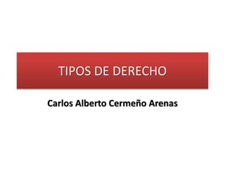 TIPOS DE DERECHO
Carlos Alberto Cermeño Arenas
 