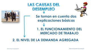 Se toman en cuenta dos 
explicaciones básicas 
1. EL FUNCIONAMIENTO DEL 
MERCADO DE TRABAJO 
2. EL NIVEL DE LA DEMANDA AGREGADA 
02/10/2014 07:43:59 p.m. 7 Maricel Vairoletti Economía II 
 