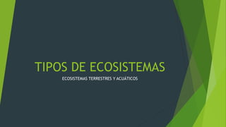 TIPOS DE ECOSISTEMAS
ECOSISTEMAS TERRESTRES Y ACUÁTICOS
 